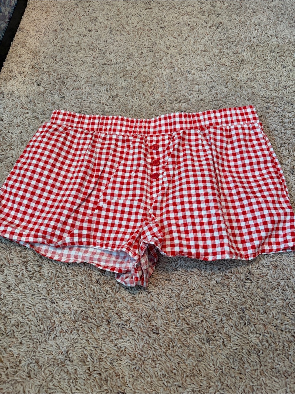 Forever 21 Red and White Gingham Pajama Shorts